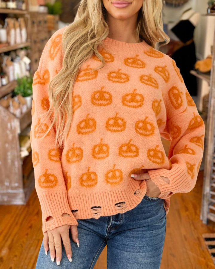 Halloween Pumpkin Pullover Sweater