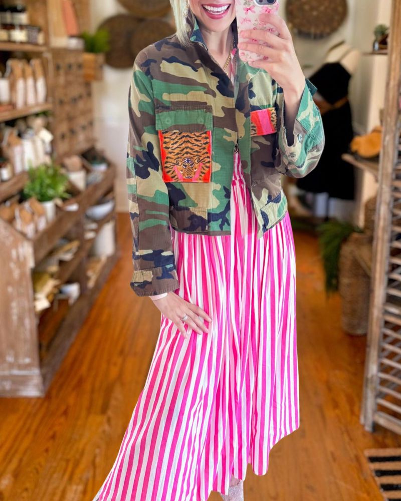 Tiger Patch Detail Bold Camo Jacket 