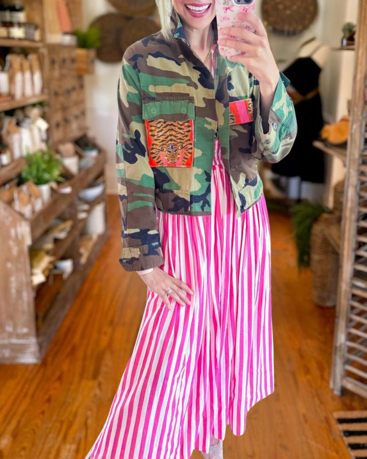 Tiger Patch Detail Bold Camo Jacket 