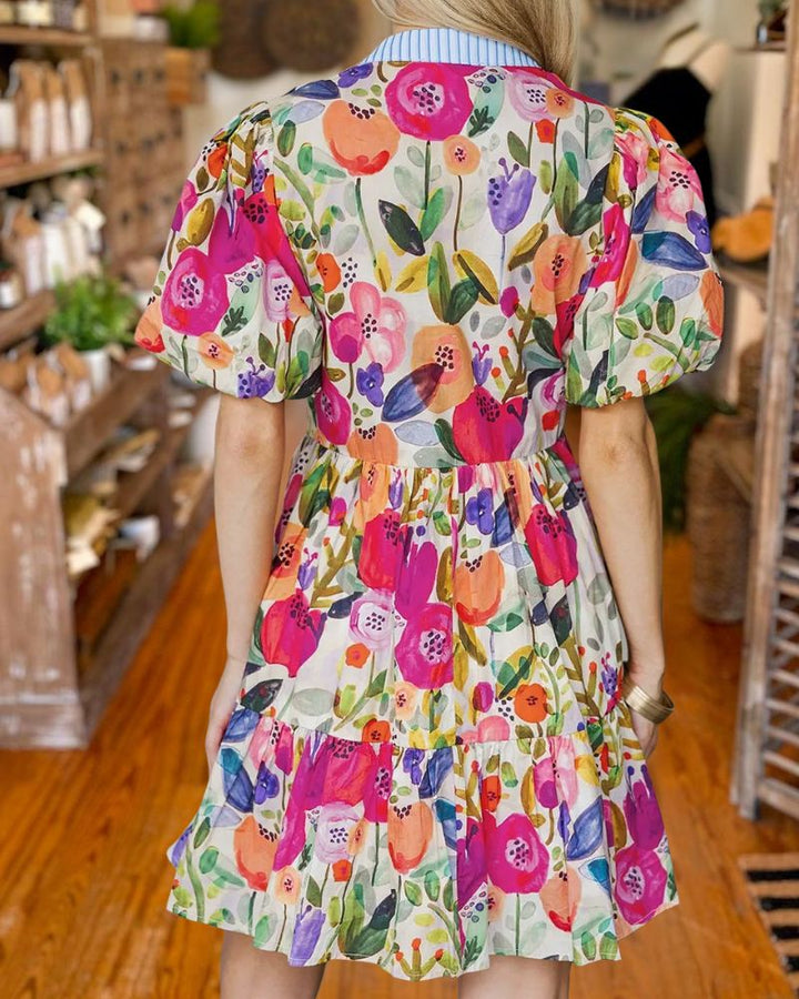 Chic Floral Babydoll Mini Dress