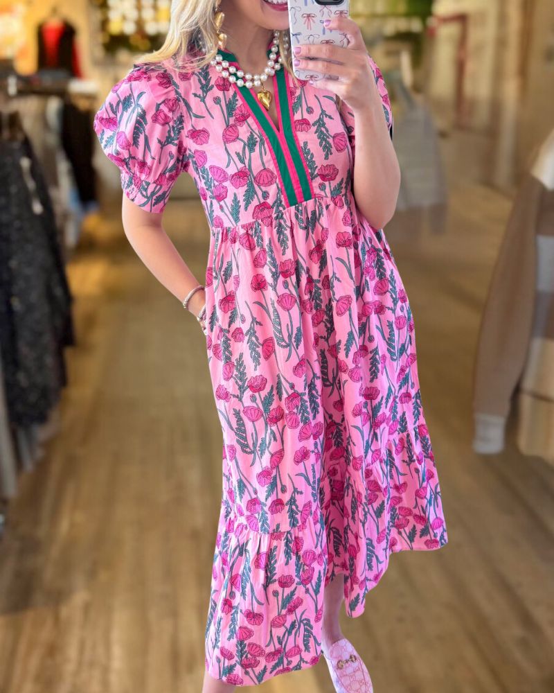 Elegant Holiday Print Swing Dress