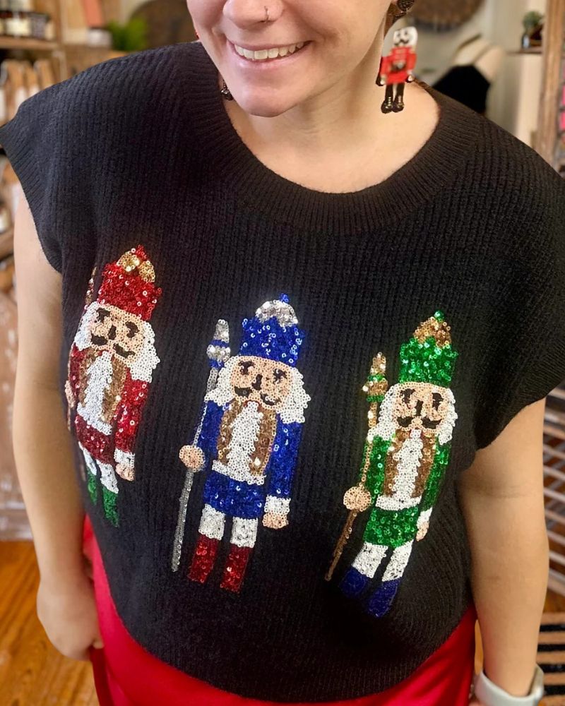 Christmas Sequin Vest Knit Sweater