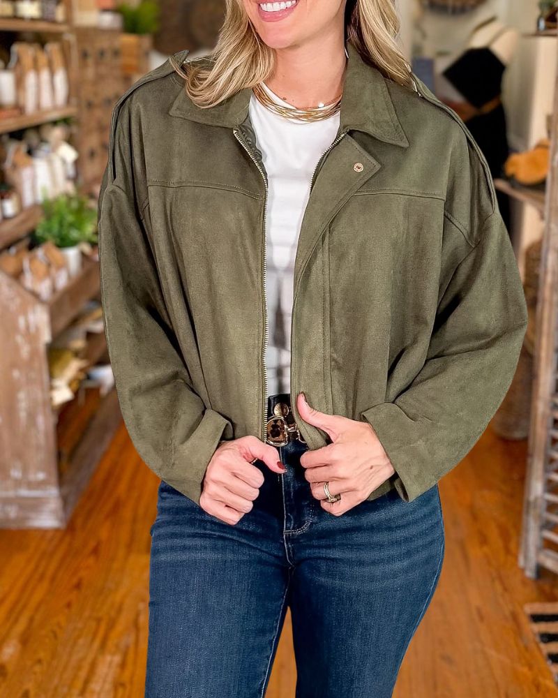 Fashion Solid Suede Jacket