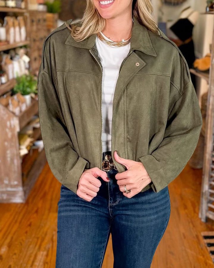 Fashion Solid Suede Jacket