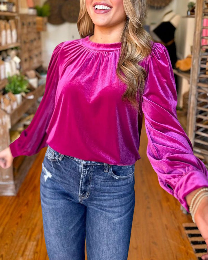 Elegant Christmas Velvet Pullover Top