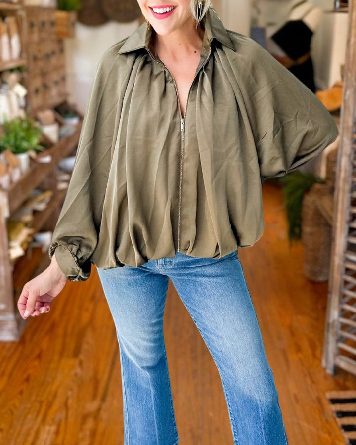 Casual Loose Fit Puffy Baseball Jacket