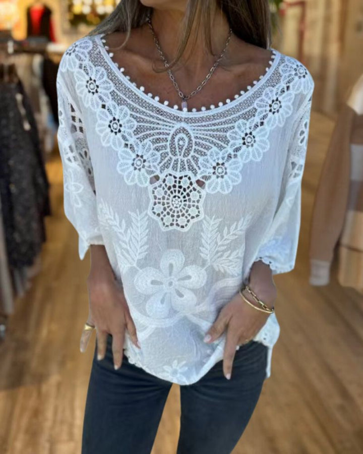 Loose Large Size Embroidery Top