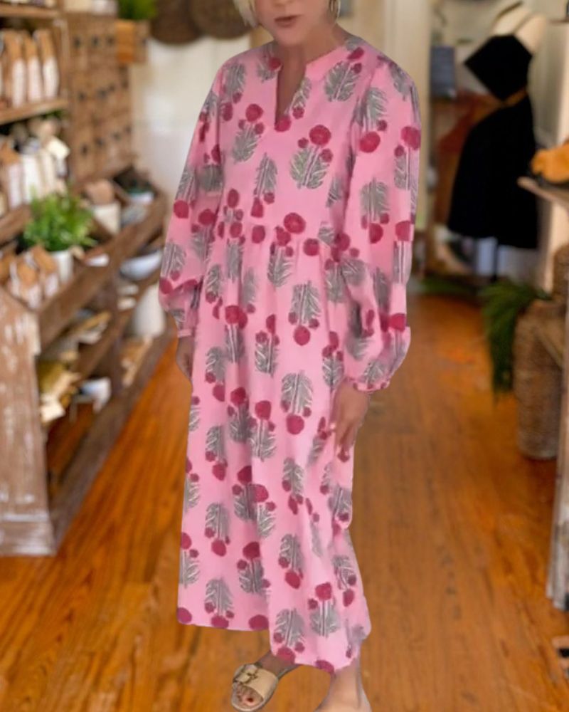 Fashion Long Sleeve Casual Floral Print Dress