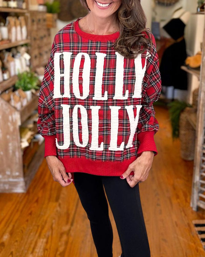 Holly Jolly Plaid Christmas Sweatshirt