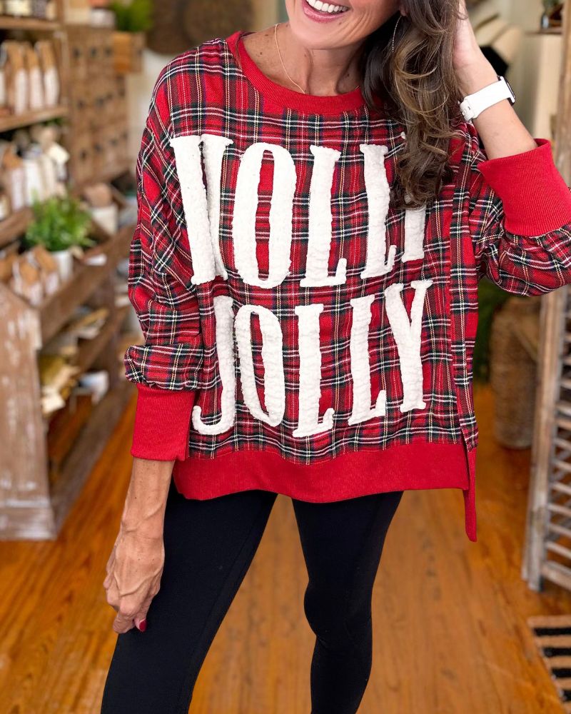 Holly Jolly Plaid Christmas Sweatshirt