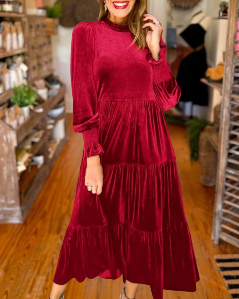 Elegant Christmas Velvet Swing Dress