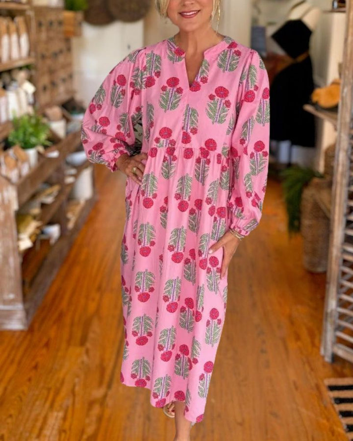 Fashion Long Sleeve Casual Floral Print Dress