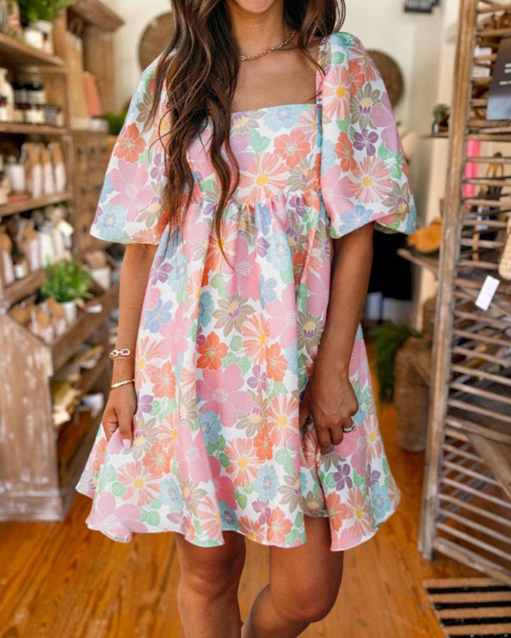 Floral Print Open Back Dress