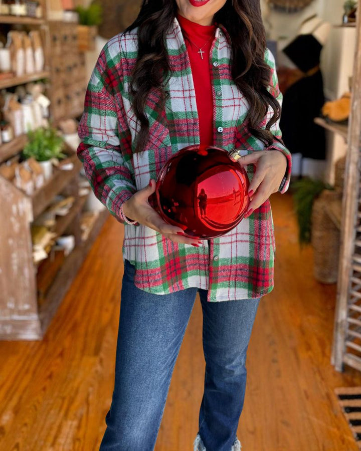 Christmas Plaid Wool Shirt Jacket