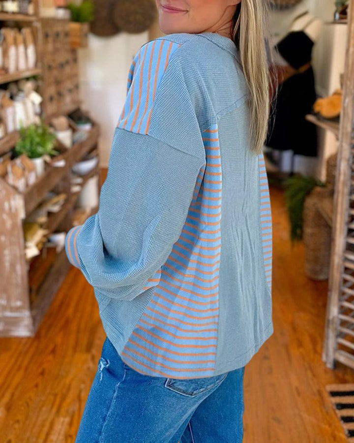 Casual Loose Color Block Sweatshirt