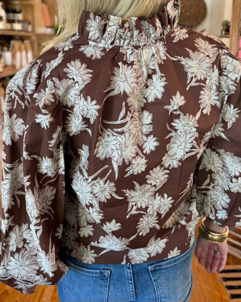 Printed Lantern Sleeve Shirt 