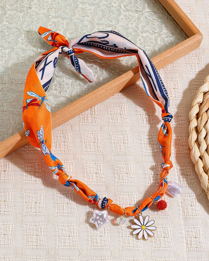 Colorful Multi-Pendant Pearl  Scarf Necklace