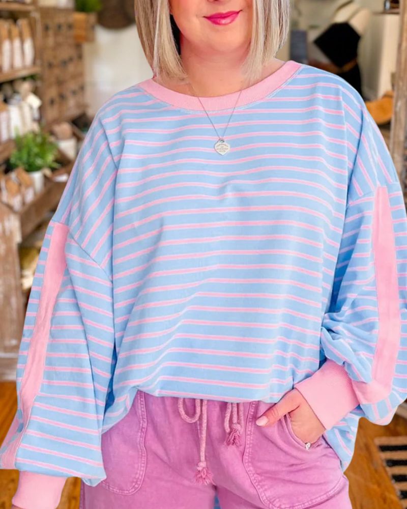 Casual Striped Pullover Sweatshirt