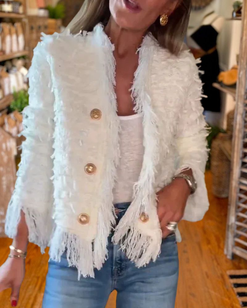 Chic Tweed Fringe Short Jacket