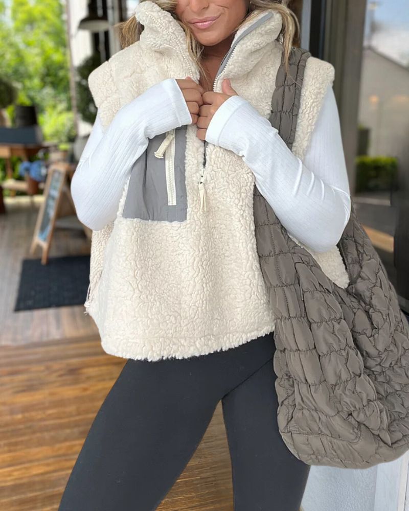 Snuggle In Half Zip Sherpa Vest 
