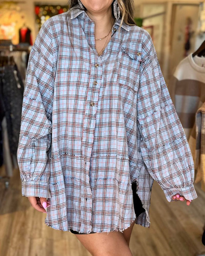 Fashion Loose Colorful Plaid Shirt