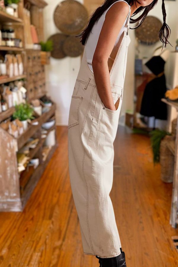 Vintage Loose Straight Cargo Overalls Jeans