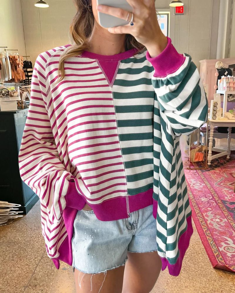 Cozy Contrast Stripe Pullover   