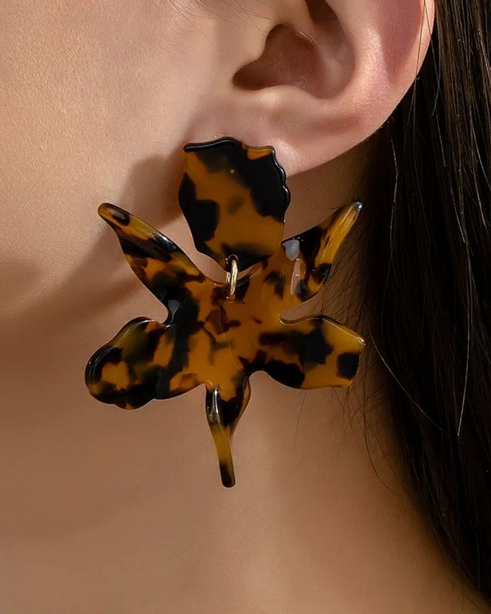 Bold Acrylic Statement Flower Earrings