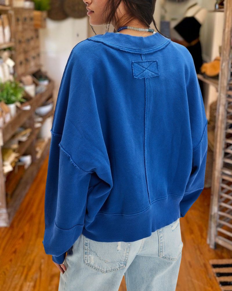 Solid Color Long Sleeve Pullover Sweatshirt