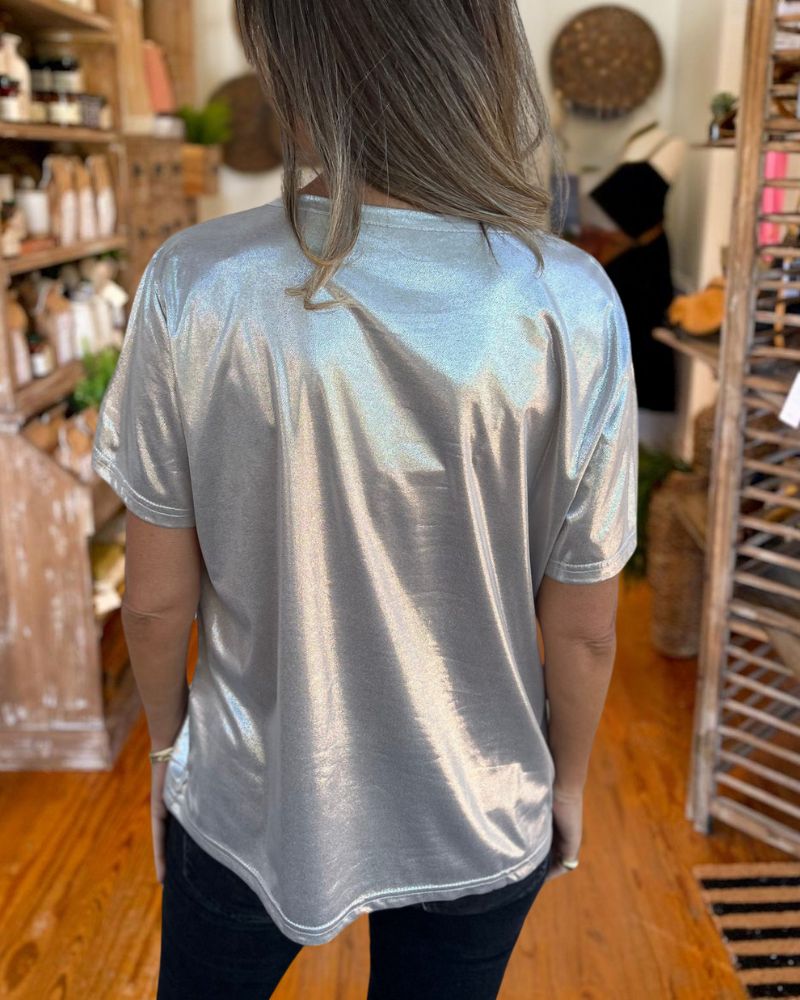 Shiny Silky Round Neck T-Shirt