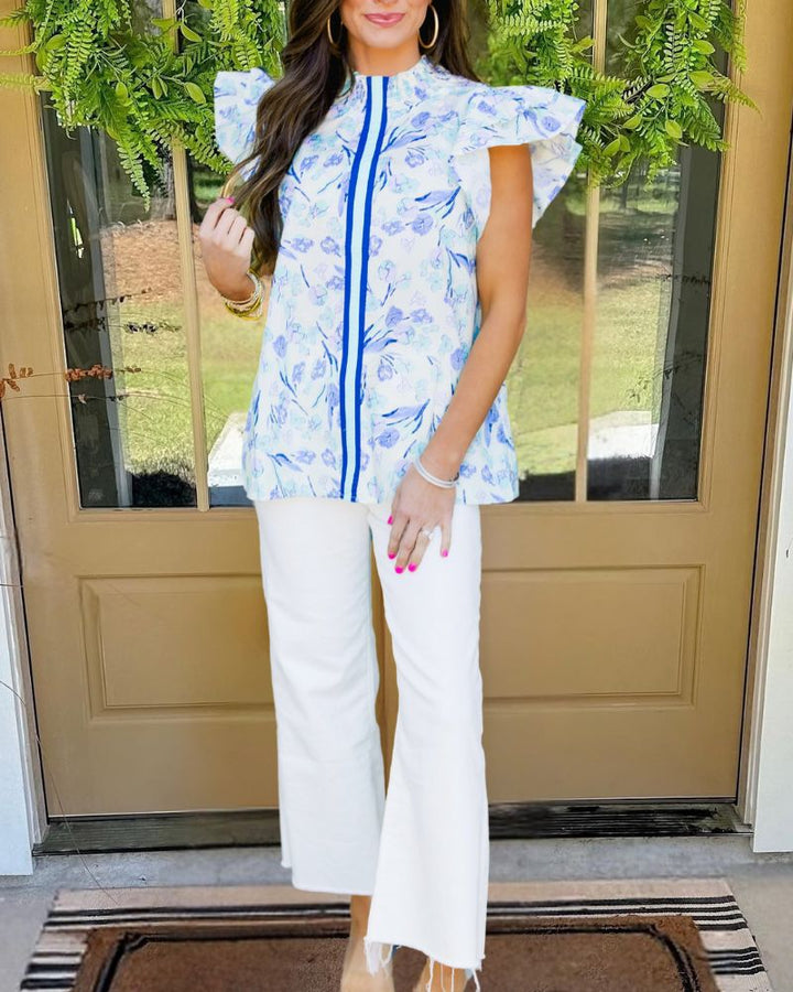 Holiday Striped Fly Sleeve Top
