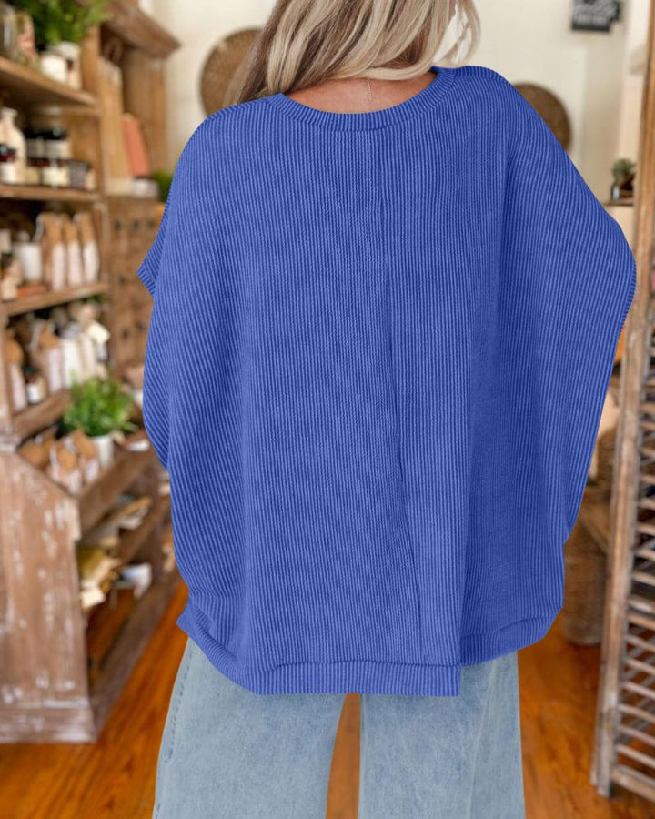Summer Knitted Oversized Bat Sleeve T-Shirt