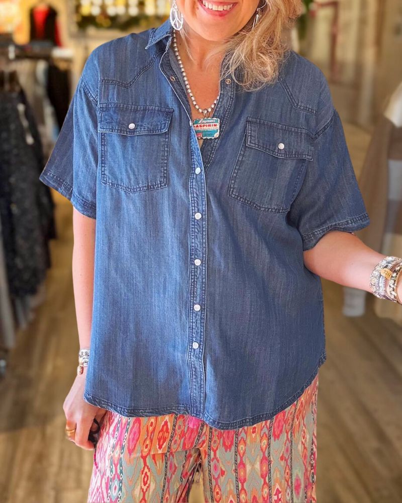 Casual Lapel Denim Shirt