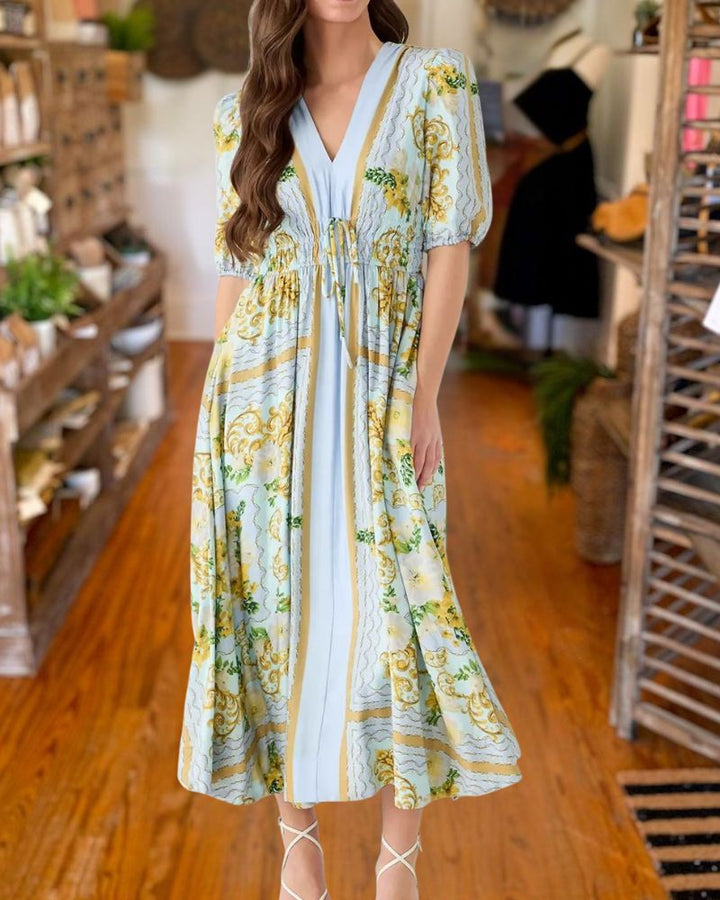 Vintage Inspired V-Neck Maxi Dress