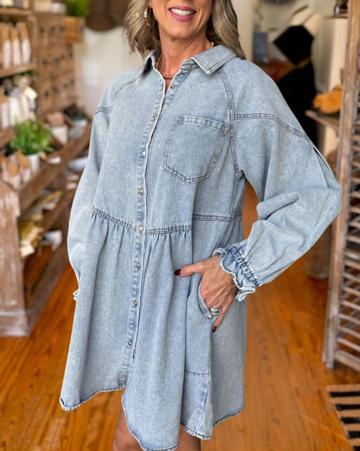 Casual Denim Shirt Dress