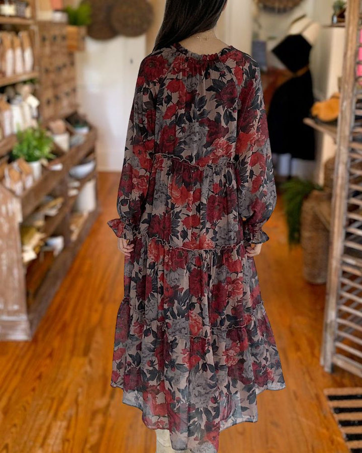 Fashion Floral Print Swing Dress