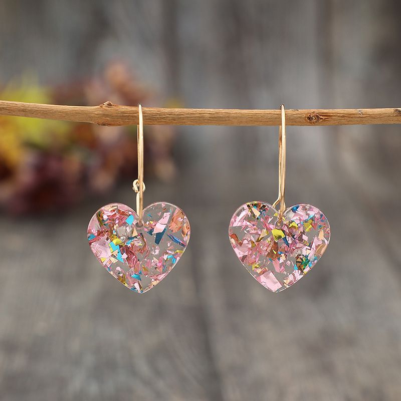 Sparkling Sequin Heart-Shaped Earrings