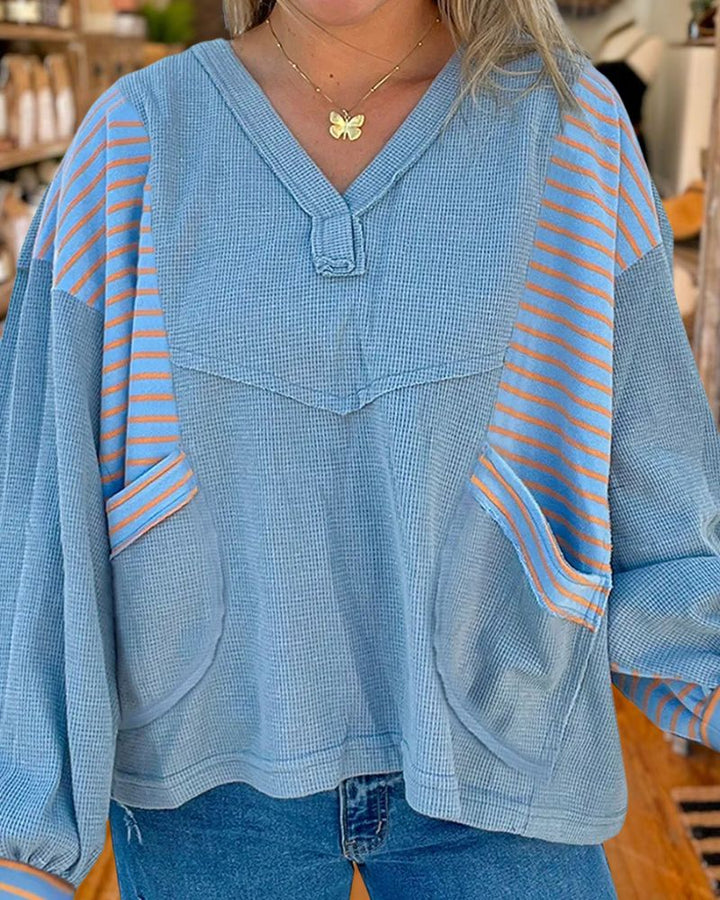 Casual Loose Color Block Sweatshirt