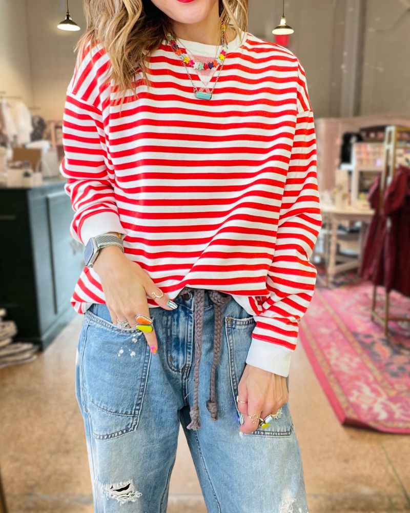 Casual Comfort Striped Sweatshirt