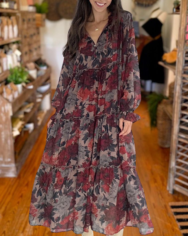Fashion Floral Print Swing Dress