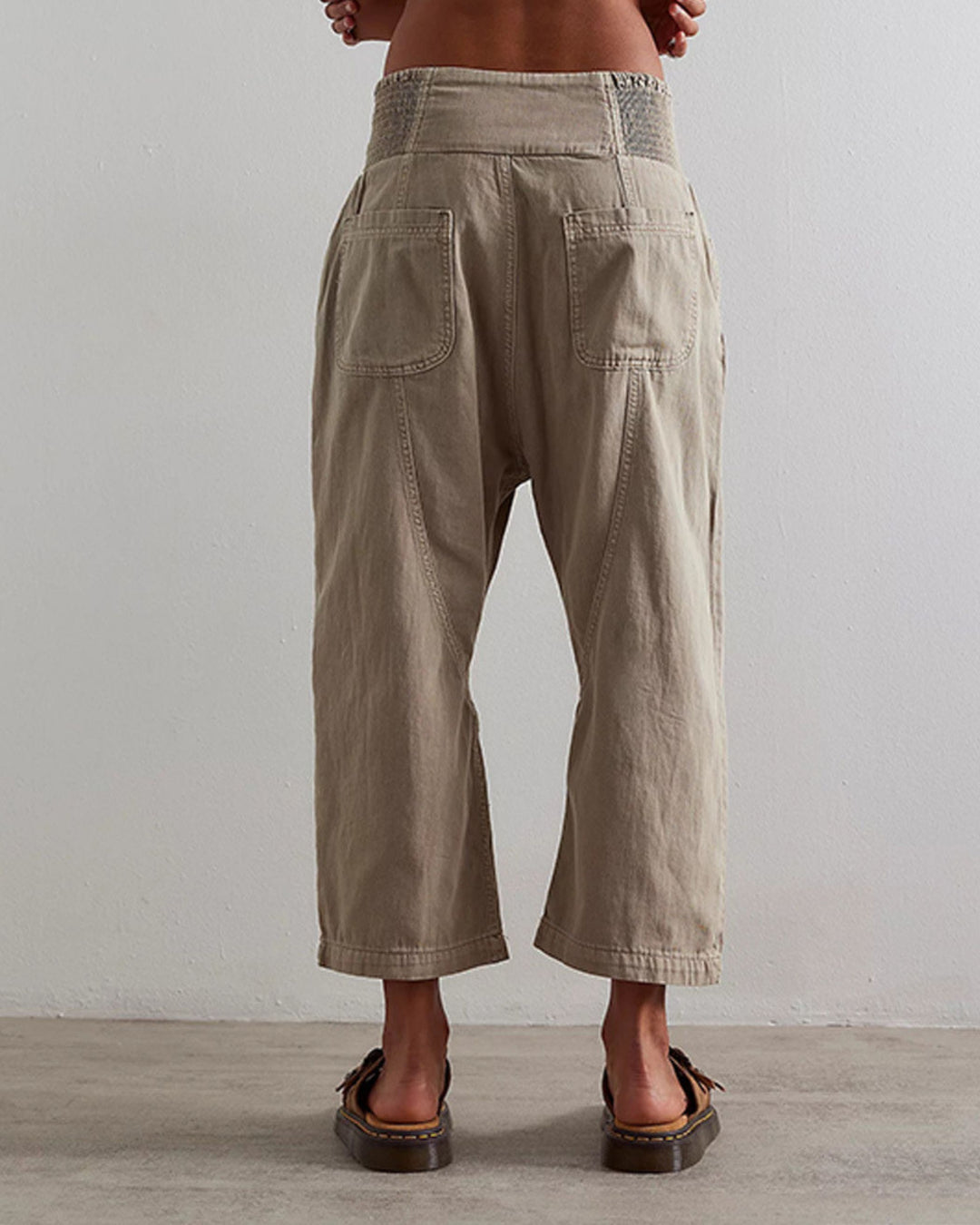 Washed Cropped Straight-Leg Pants
