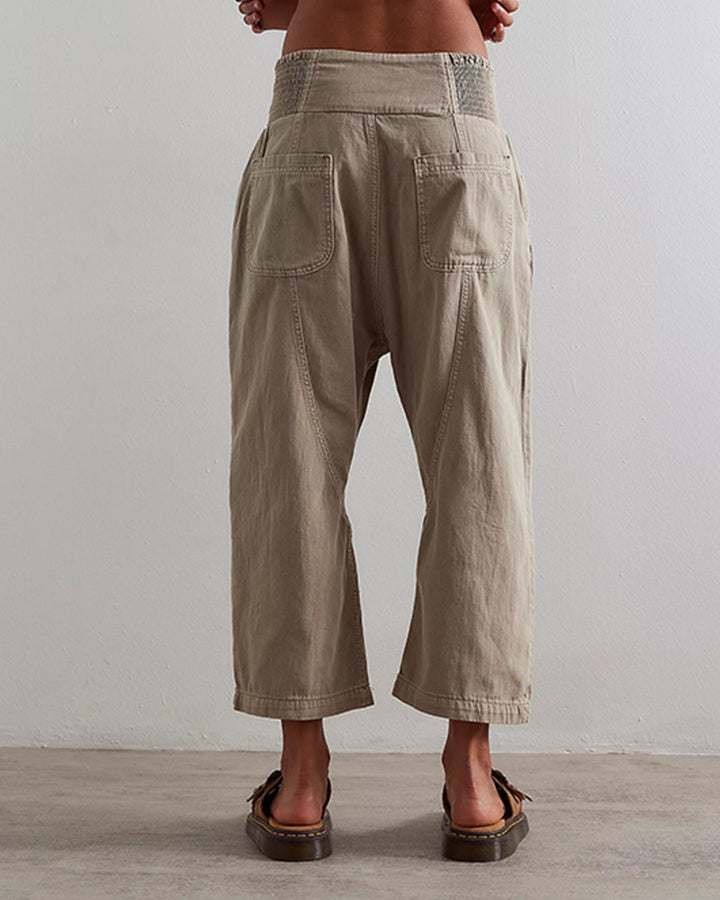 Washed Cropped Straight-Leg Pants