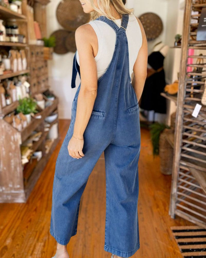 Loose Straight Wide-Leg Denim Overalls