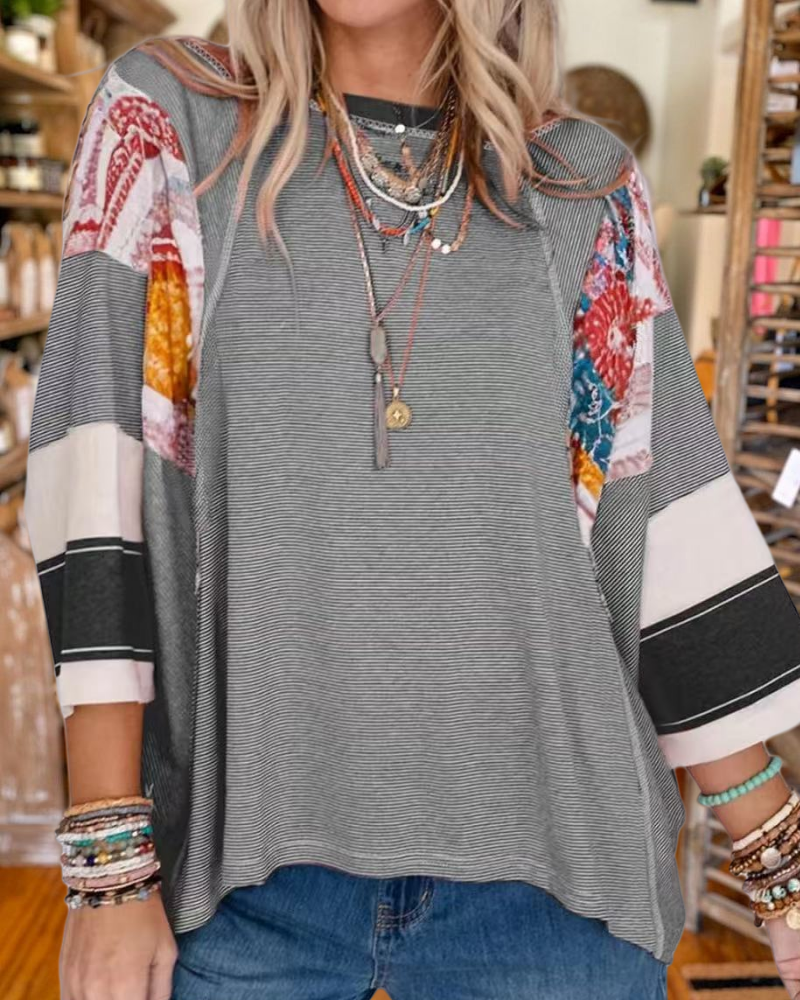Striped Colorblock Sweatshirt
