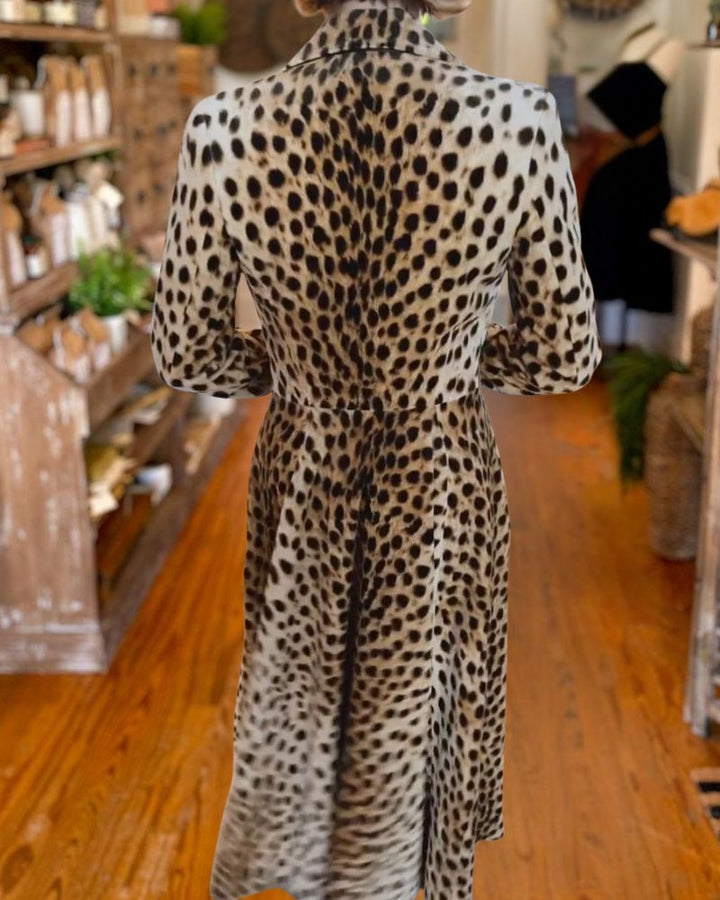 Casual Leopard Print Multicolor Long Coat
