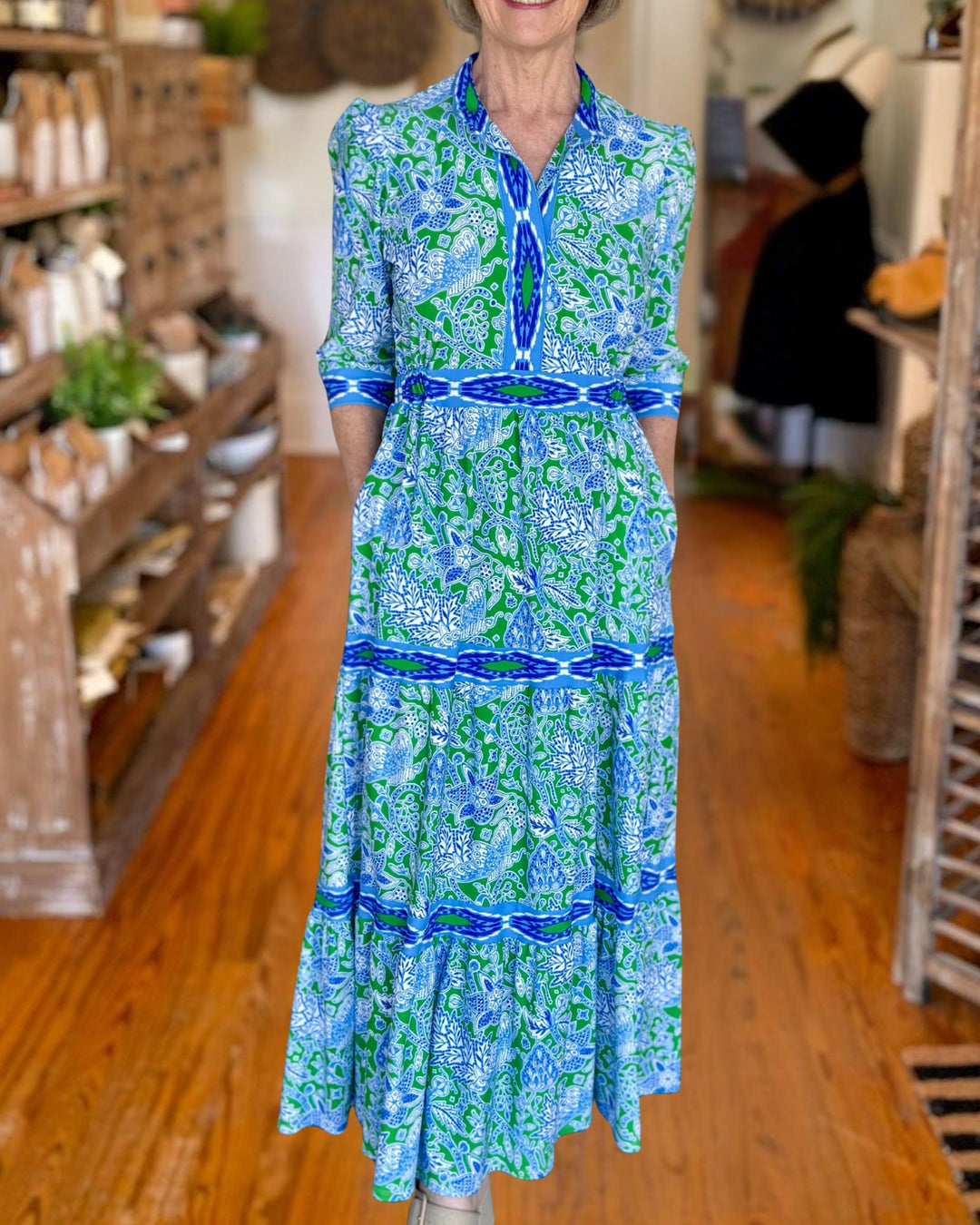 Chic Printed Tiered Midi Dress