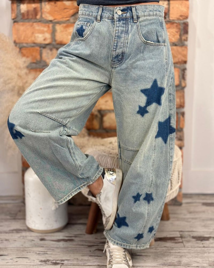 Casual Star Print Carrot Jeans