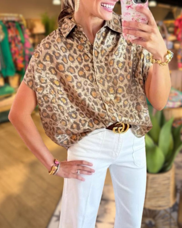 Loose Fit Leopard Print Shirt