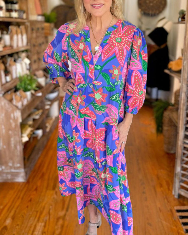 Plus Size Casual Printed Pocket Dress