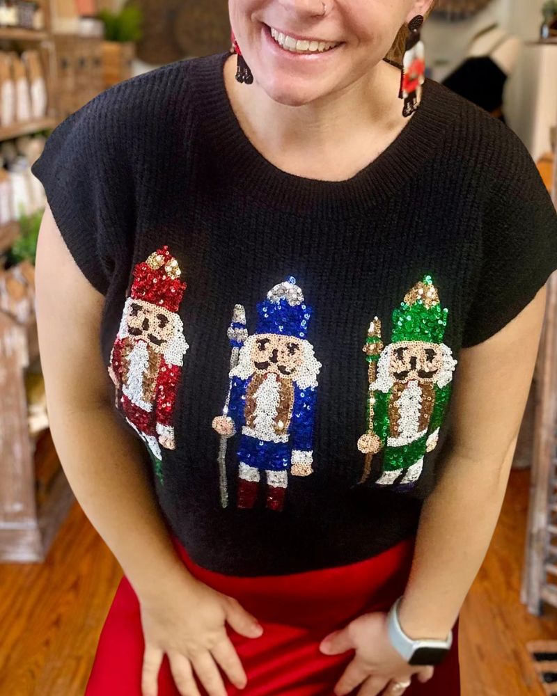 Christmas Sequin Vest Knit Sweater